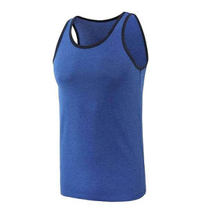 Camiseta sin mangas de algodón y elastano transpirable de color liso que absorbe la humedad para yoga y fitness, proveedor mayorista - Product Image 1