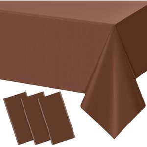 Set di 3 Tovaglie Monouso in Plastica Marrone, Impermeabili, per Tavoli Rettangolari, Copritavolo Color Cioccolato per l'Autunno e il Ringraziamento - Product Image 3