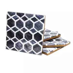 Modern Handmade Round Wood And White Resin <b>Coaster</b> Set With <b>Gold</b> Metal Holder Drink <b>Coasters</b> For Home Decor And Bar Use - Product Image 1