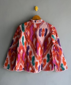 <b>Quilted</b> <b>Jacket</b> Women's V-Neck Three Quarter Sleeve Geometric Spring Fashion Coat Pink Orange Purple Green <b>Patterned</b> Outer gift - Product Image 6