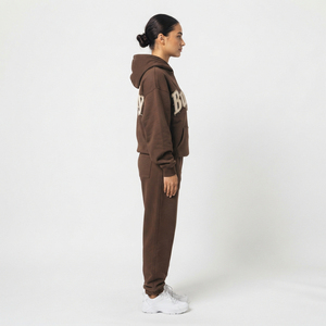 Survêtement d'hiver pour femmes, deux pièces, à capuche, avec broderie effet vieilli, 100% polyester polaire, poids moyen, coupe ample et oversize - Product Image 3
