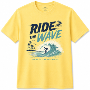 Camiseta de Manga Corta para Hombre, Color Verde Oliva, Cuello Redondo, Corte Regular, Diseño Estampado de Surf, Ropa Casual, 100% Algodón - Product Image 1