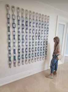 Décoration murale suspendue verticale en maillons de chaîne en résine, panneau artistique en acrylique à boucles, ornement d'intérieur pour escalier, chaîne en plastique emboîtable - Product Image 5