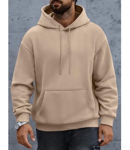 Nouveau design, sweat à capuche pour homme, 100% coton, doublé, manches longues, col tombant, uni, confortable, grande taille, personnalisable - Product Image 6
