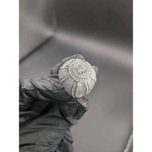<b>Men</b>’s Hip Hop Iced Out Moissanite Round <b>Ring</b> 925 Sterling <b>Silver</b> 14K White Gold Finish Luxury Statement Jewelry <b>Ring</b> - Product Image 1