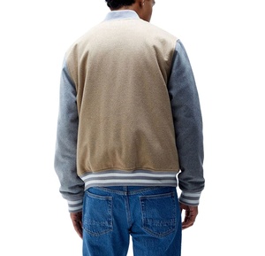 Veste de baseball en laine Melton pour l'hiver, style streetwear, logo personnalisé, fermeture à boutons. - Product Image 2