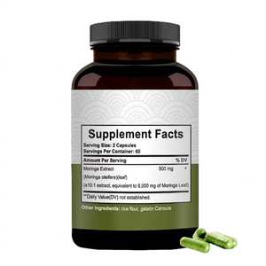 Cápsulas de Hoja de Moringa 100% Pura de Primera Calidad OEM ODM, Suplemento Dietético de Grado Alimenticio, Cápsulas de Moringa que Refuerzan el Sistema Inmunológico - Product Image 2