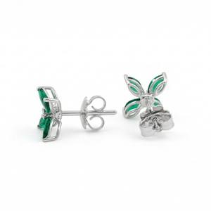 Boucles d'oreilles clous émeraude marquise certifiées, véritable émeraude verte, argent sterling 925 plaqué or 14 carats, cadeau - Product Image 2