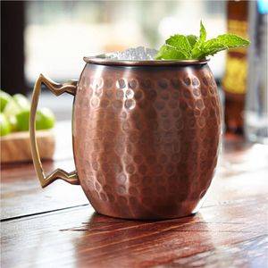 Handmade Hammered Pure Copper Mug Moscow Mule Copper Cup with Brass Handle Food Grade 16oz <b>Metal</b> Beer Stein Cocktail Barware - Product Image 6