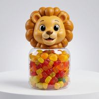 Tarro de dulces OEM con forma de animal, de PET transparente, con tapa de dibujos animados, para gomitas, dulces, aperitivos, de grado alimenticio, capacidad personalizada, Vietnam