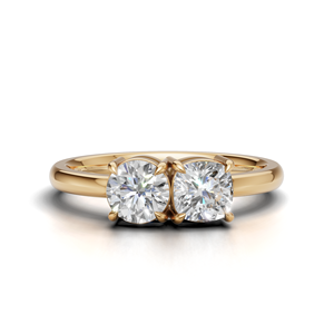 IGI Certified Lab Grown Diamond Toi Et Moi <b>Ring</b> 18K Yellow / White & Rose Gold Round & Cushion Shape Engagement <b>Ring</b> for Women - Product Image 1