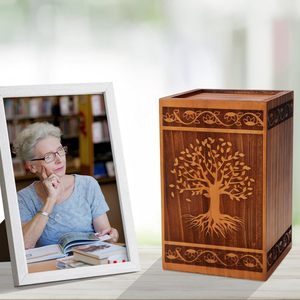 Eco-Friendly Rectangle Wooden Cremation Urns for Human Ashes Adult & Child Large <b>Memorial</b> Urns - Product Image 2