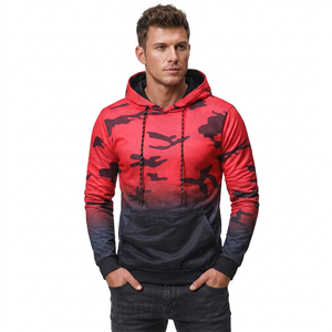 <b>Men's</b> <b>Red</b> Camouflage Hoodie Slim Fit Polyester <b>Sweatshirt</b> With Pocket Casual Autumn Wear - Product Image 2