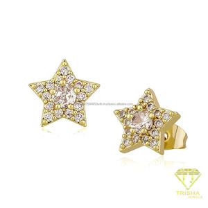 Pendientes de Plata de Ley 925 con Diamantes de Moissanita en Forma de Estrella de Cinco Puntas, Tono Dorado y Plateado, Joyería de Moda al por Mayor - Product Image 4