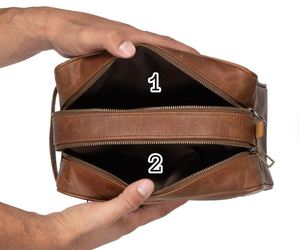 Sac unisexe personnalisé à double compartiment, trousse de toilette en cuir personnalisée, motif bonbon, grande fermeture éclair tendance, usage quotidien - Product Image 2