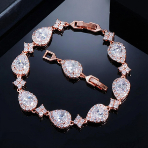 Pulsera de tenis de lujo para mujer de oro macizo de 14K con diamantes naturales de talla brillante y engaste completo pavé, estilo hip hop para fiesta - Product Image 1