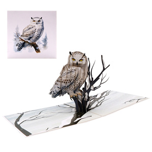 Meilleure Vente : Carte Pop-Up 3D Hibou des Neiges, Conception Personnalisée, Artisanat en Papier Fait Main au Vietnam, Idées Cadeaux Tendance Thème Animal - Product Image 2