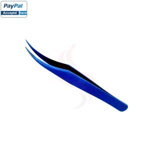 Lot de 5 pinces à cils en acier inoxydable bleu pour extensions de cils, avec plateau de rangement, emballage personnalisé, vente en gros - Product Image 4