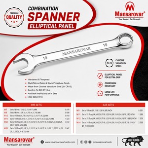 Llave Combinada Mansarovar de Acero al Cromo Vanadio, Grado Industrial, Acabado Espejo Elíptico, Acabado Mate, Acabado Satinado - Product Image 5
