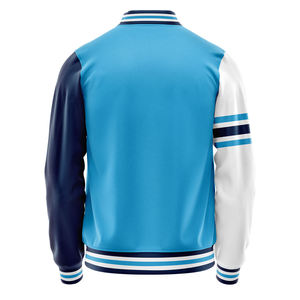 Chaqueta de Béisbol Personalizada Unisex para Adultos, de Poliéster, Azul, Blanco y Marino, con Mangas a Rayas y Botones, Ropa Deportiva - Product Image 2