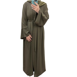 Solid Color Burqa Latest Model Muslim Islamic Clothing Abaya Dubai Double Layer Floor Length Long Sleeve Abaya Customizable Logo - Product Image 1