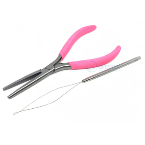 Alicates Profesionales de Acero Inoxidable de 7 Pulgadas para Extensiones de Cabello, de Punta Larga y Boca Plana, Mango Rosa, Aguja de Doble Cara, Calidad Profesional - Product Image 5