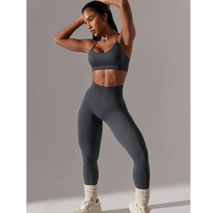OEM Yoga Wear Set Supplier Nylon Spandex <b>Scrunch</b> <b>Leggings</b> Solid Eco-Friendly Quick Dry Breathable High Waist Low MOQ - Product Image 3