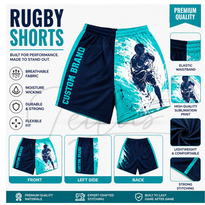 Shorts de rugby avec impression par sublimation, logo OEM, shorts de football, vêtements de sport pour la course à pied, shorts de rugby pour hommes avec design personnalisé - Product Image 5