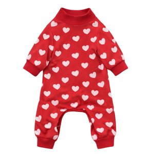 <b>Dog</b> Pajamas Onesie Red Hearts Print Soft Stretch Pet Sleepwear Cozy Breathable All Season Nightwear <b>For</b> Small Medium <b>Dogs</b> - Product Image 4