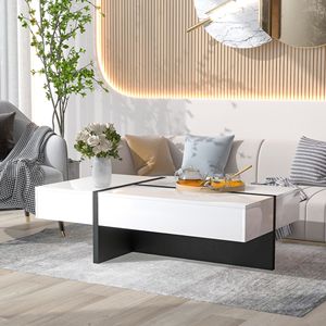 Tavolino da Caffè Moderno dal Design Rettangolare Contemporaneo, Arredamento per Soggiorno, Tavolo Centrale Lucido per Divano - Product Image 1