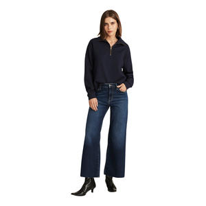 เสื้อสเวตเชิ้ตผู้หญิงคอกลมโอเวอร์ไซส์ ผ้าฟลีซโพลีเอสเตอร์ ซิปหน้า ระบายอากาศได้ดี ผ้าถักลำลอง พิมพ์ลาย ฤดูใบไม้ร่วง ไซส์พลัส ปักลาย - Product Image 4