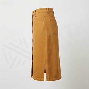 Jupe crayon en jean taille haute pour femme, couleur unie, boutonnée sur le devant, longueur genou, style décontracté, toutes saisons, tissu tissé - Product Image 3