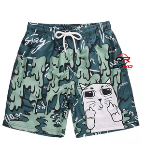ORVO Sports Men's Floral Sublimation Printed Swim Trunks Breathable Quick Dry Drawstring Casual Mid Waist 100% Polyester - Product Image 4