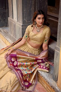 Indian Ethnic Traditional Designer Poly Cotton <b>Lehenga</b> Choli with Zari Weaving Work for Wedding Outfit for <b>Women</b> Fancy Wear - Product Image 6