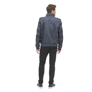 Men's Black PU <b>Leather</b> Moto <b>Jacket</b> With Faux Fur Collar Zip Front Flap Pockets Windproof <b>Winter</b> Wear - Product Image 2