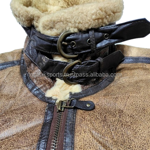 OEM Men's Brown Genuine <b>Sheepskin</b> Leather <b>Jackets</b> With Fur Lining Windproof Vintage Style Winter Coat Regular Fit Zipper Closure - Product Image 3