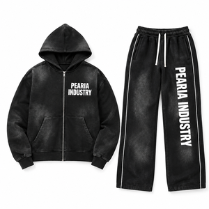 Ensemble de survêtement pour homme, streetwear, à capuche, uni, lourd, 2 pièces, coupe-vent, polyester/coton, hiver - Product Image 4