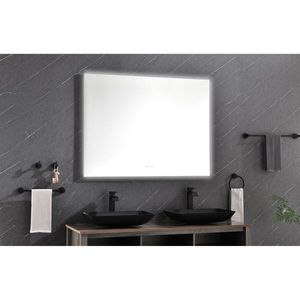 Miroir de courtoisie de salle de bain 48x36 pouces avec rétroéclairage LED, cadre en métal, bouton tactile intelligent, fonction de mémoire anti-buée, 3 miroirs - Product Image 3