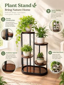 Support à fleurs elliptique moderne en métal, revêtement poudré, pour l'extérieur, présentoir de plantes pour jardin et plantes vertes - Product Image 3