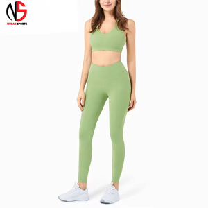 <b>Low</b> MOQ Custom Solid Elastic Waist <b>Top</b> Quality 2-Piece Water Resistant Yoga Legging Set for Women Fitness Wear At NURAK 's 2026 - Product Image 2