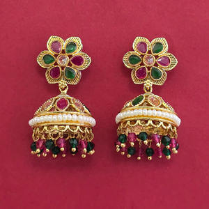 Handmade Jewellery In India Antique Jhumki with Gold Plating 233107 - Product Image 4