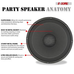 Coppia di Altoparlanti PA DJ da 12 Pollici 200W 8 Ohm con Driver di Ricambio e Magnete Y30 da 30 Oz per Sistema Audio Professionale SP 12120 8OH - Product Image 4