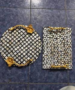 Natural Mother of Pearl Inlay Serving Tray Square Shaped Tea Coffee Serving Storage Tray for Coffee <b>Table</b> Artisan <b>Vanity</b> Serving - Product Image 3