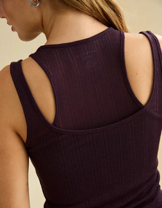 Débardeur côtelé double couche pour femme, sans manches, en tricot, 100% coton, couleur unie, vente en gros directe usine - Product Image 2