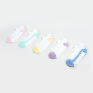 <b>Men's</b> Ankle <b>Socks</b> 100% Cotton Breathable Thin Knitted Solid Color Daily Wear Summer Style <b>White</b> With Pastel Trim - Product Image 2