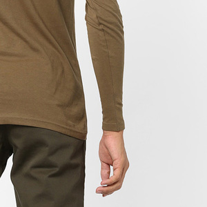 Camiseta Casual de Manga Larga para Hombre, Cuello en V, Tejido de Punto, 100% Algodón, Color Liso, con Logotipo Frontal, Secado Rápido - Product Image 3