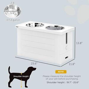 White Elevated Dog Bowls Slow Feeder <b>Mat</b> Storage Cabinet 3 Stainless Steel Dishes for <b>Large</b> Extra <b>Large</b> Pups Pet Bowls Feeders - Product Image 2