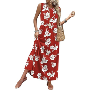 Robes d'été WIHOLL pour femmes 2026 – Robes longues et fluides sans manches coupe trapèze avec poches - Product Image 1