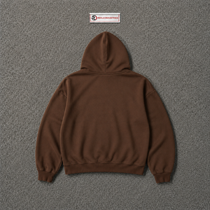 Sweat à capuche marron oversize streetwear unisexe décontracté en molleton avec imprimé globe vintage, style urbain - Product Image 6