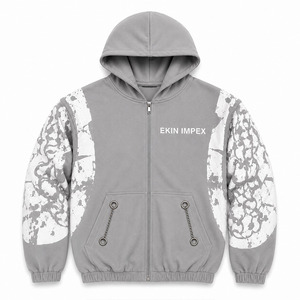 เสื้อฮู้ดฟลีซ Ekin Impex แบบยูนิเซ็กซ์ ทรงโอเวอร์ไซส์ พิมพ์ลายโลโก้ด้านหน้า สไตล์สตรีทแวร์ เหมาะสำหรับใส่ในฤดูหนาว ผลิตจากโพลีเอสเตอร์ 100% พร้อมซิป - Product Image 1